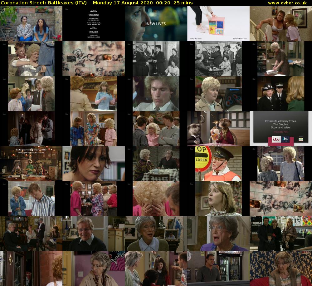 Coronation Street: Battleaxes (ITV) Monday 17 August 2020 00:20 - 00:45
