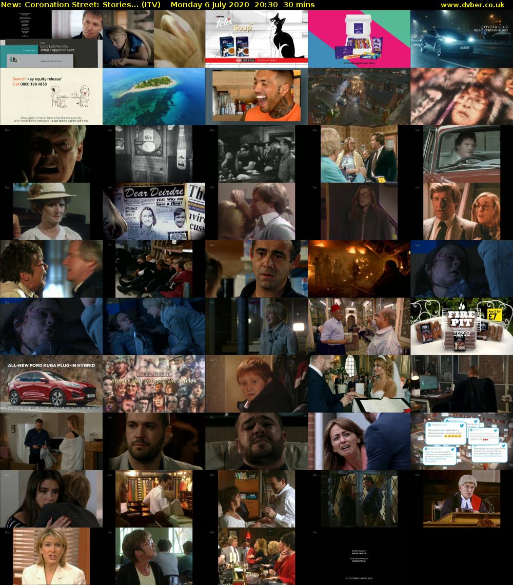 Coronation Street: Stories... (ITV) Monday 6 July 2020 20:30 - 21:00