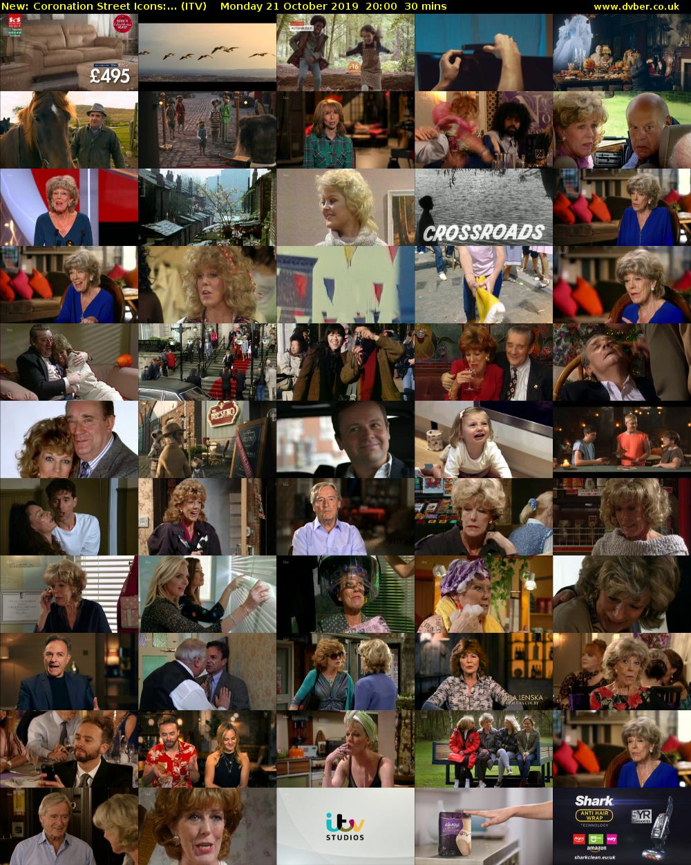 Coronation Street Icons:... (ITV) Monday 21 October 2019 20:00 - 20:30
