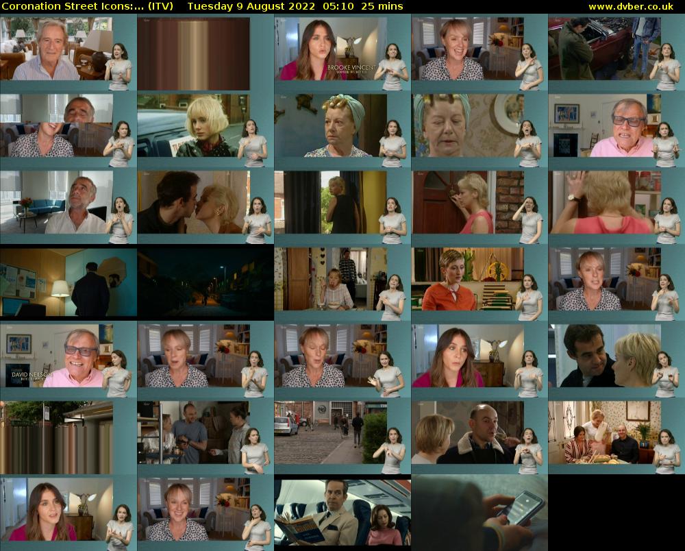 Coronation Street Icons:... (ITV) Tuesday 9 August 2022 05:10 - 05:35