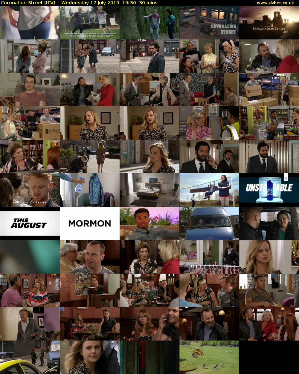 Coronation Street (ITV) Wednesday 17 July 2019 19:30 - 20:00