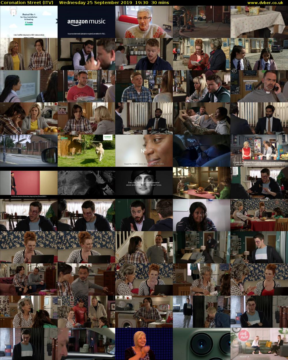 Coronation Street (ITV) Wednesday 25 September 2019 19:30 - 20:00