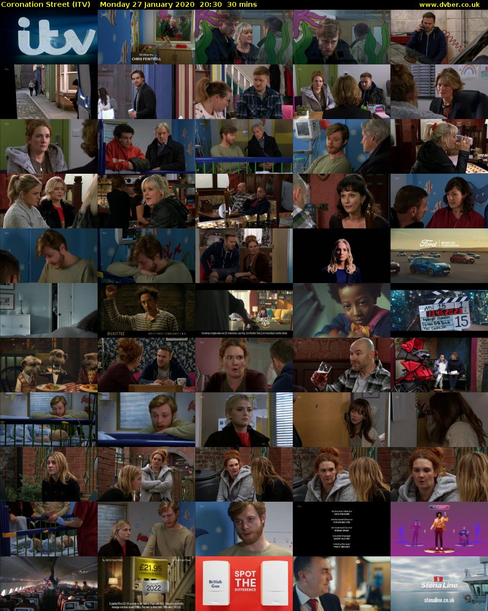 Coronation Street (ITV) Monday 27 January 2020 20:30 - 21:00