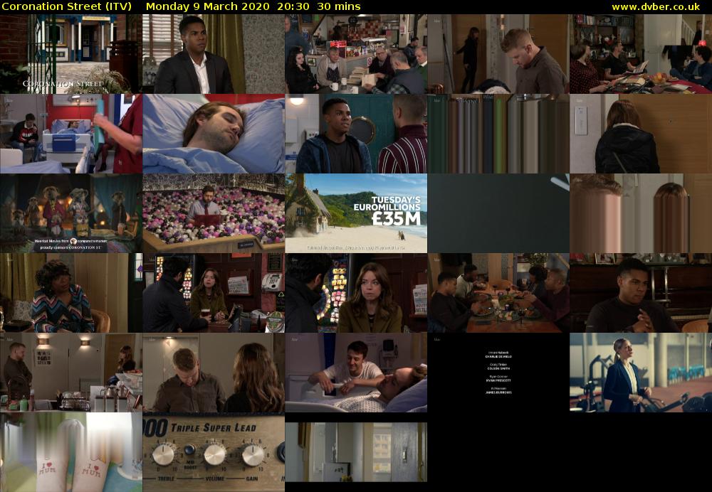 Coronation Street (ITV) Monday 9 March 2020 20:30 - 21:00