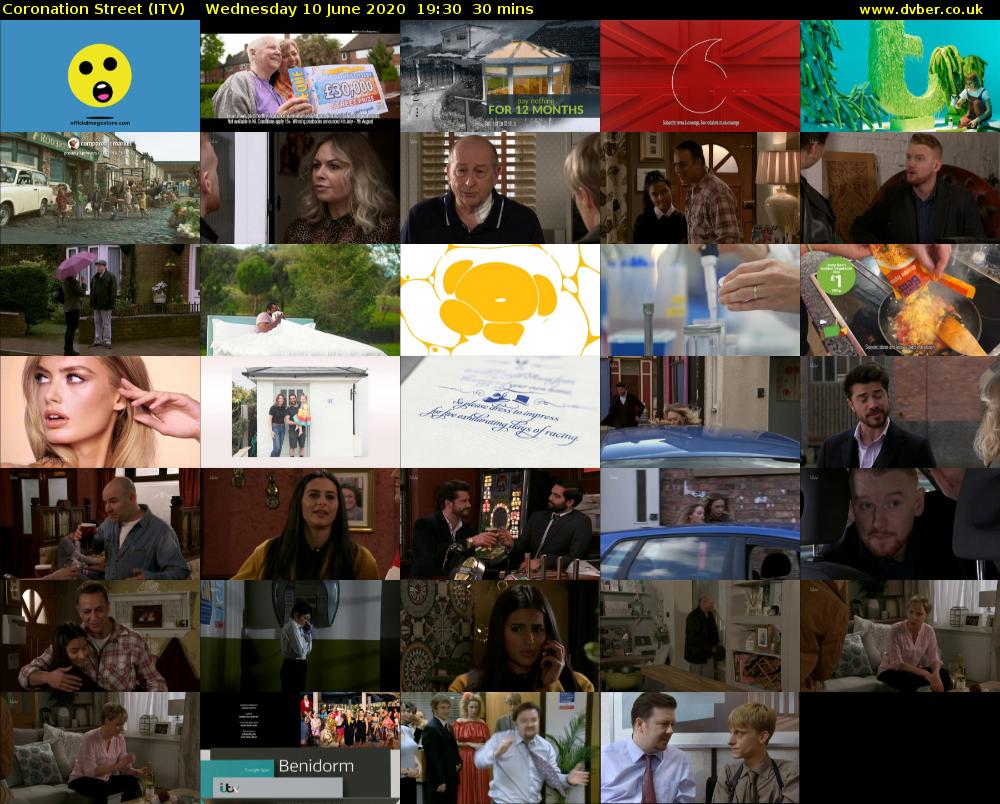 Coronation Street (ITV) Wednesday 10 June 2020 19:30 - 20:00