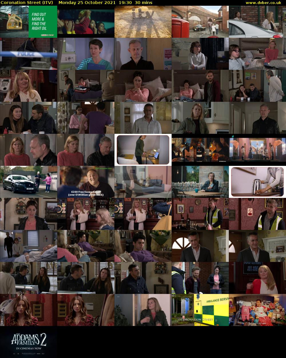 Coronation Street (ITV) Monday 25 October 2021 19:30 - 20:00