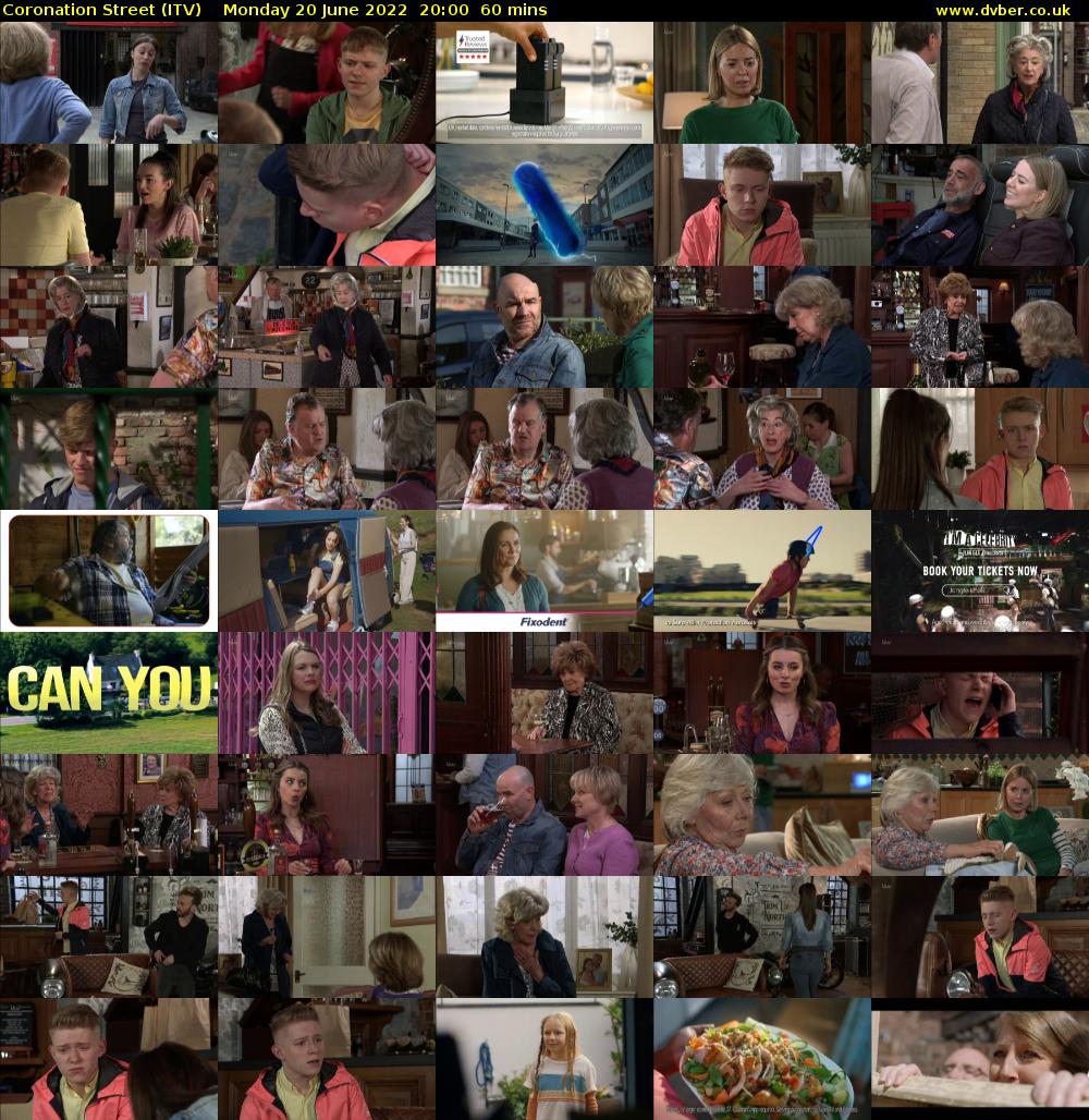 Coronation Street (ITV) Monday 20 June 2022 20:00 - 21:00