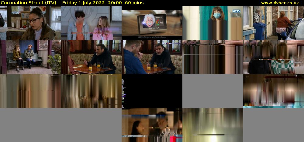 Coronation Street (ITV) Friday 1 July 2022 20:00 - 21:00