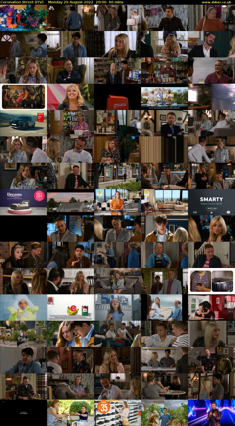 Coronation Street (ITV) Monday 29 August 2022 20:00 - 21:00