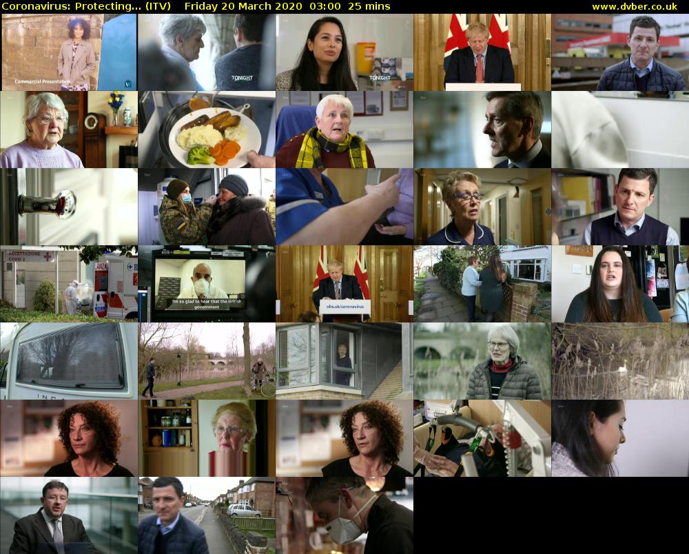 Coronavirus: Protecting... (ITV) Friday 20 March 2020 03:00 - 03:25