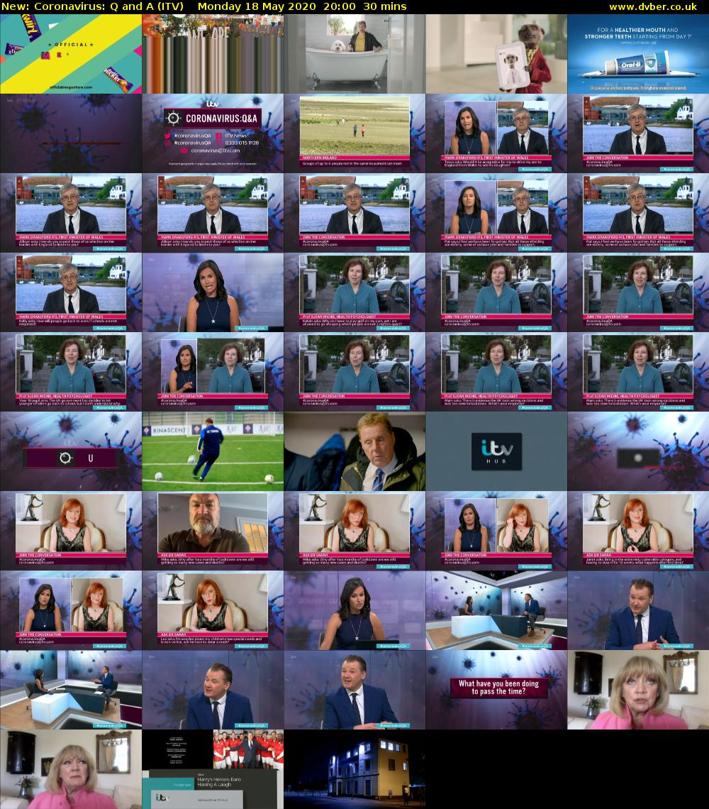 Coronavirus: Q and A (ITV) Monday 18 May 2020 20:00 - 20:30
