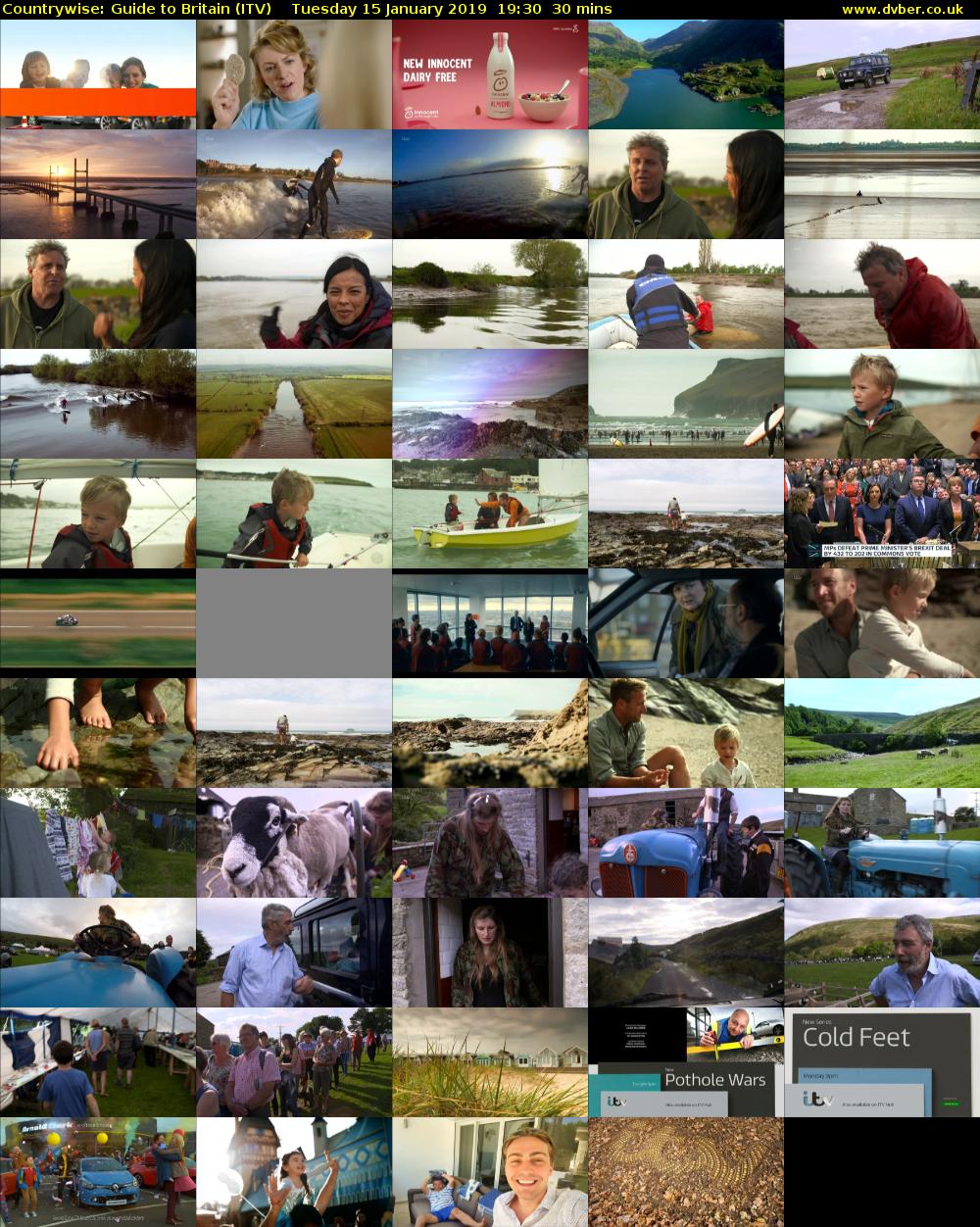Countrywise: Guide to Britain (ITV) Tuesday 15 January 2019 19:30 - 20:00