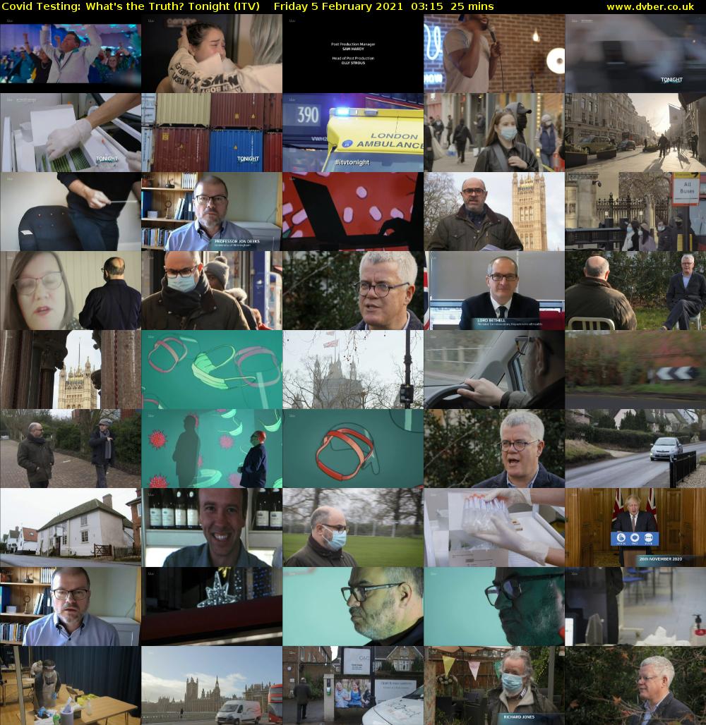 Covid Testing: What's the Truth? Tonight (ITV) Friday 5 February 2021 03:15 - 03:40
