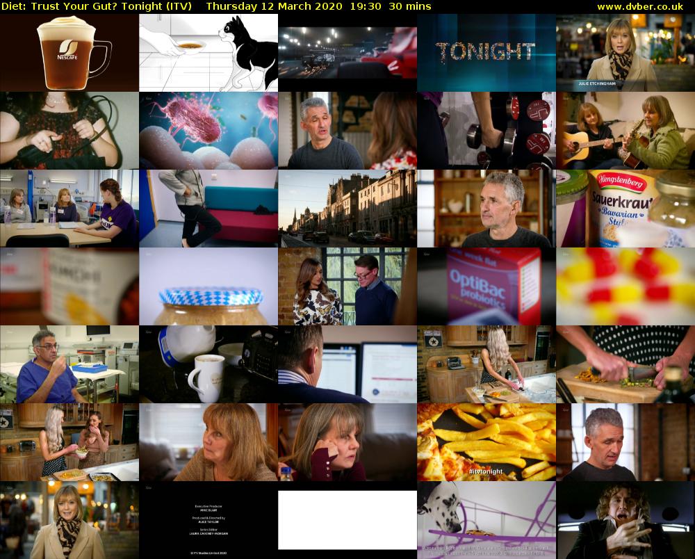 Diet: Trust Your Gut? Tonight (ITV) Thursday 12 March 2020 19:30 - 20:00