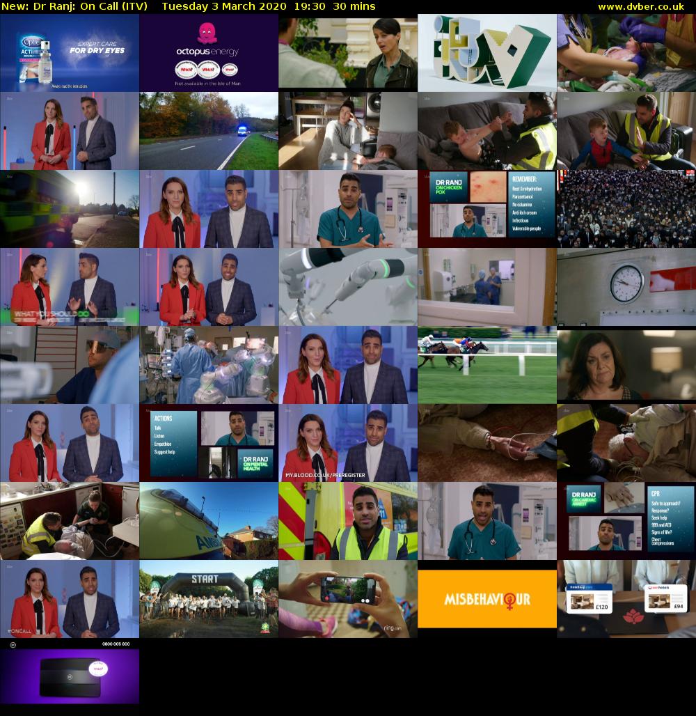 Dr Ranj: On Call (ITV) Tuesday 3 March 2020 19:30 - 20:00