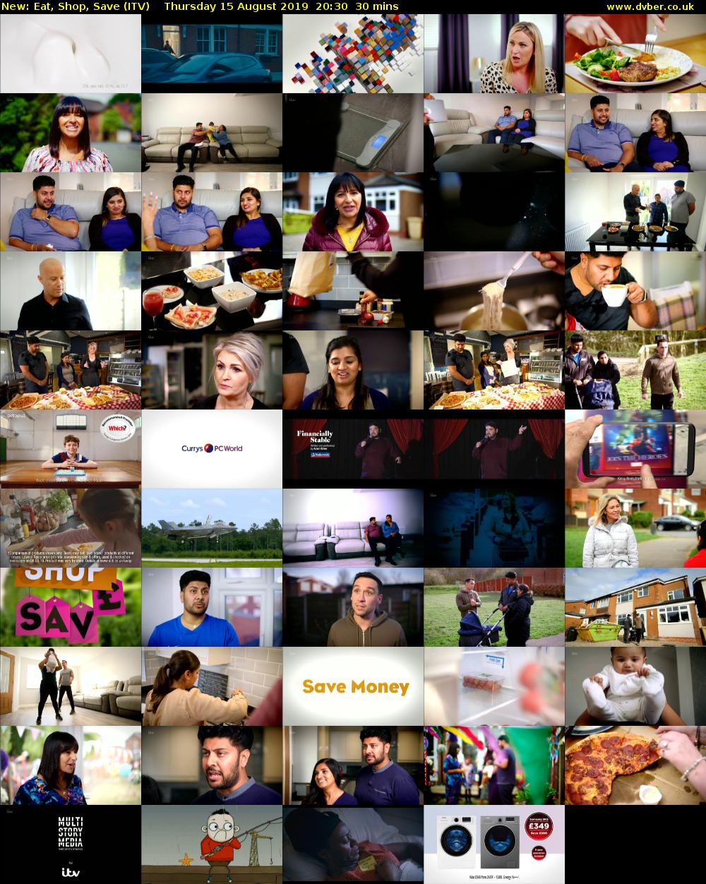 Eat, Shop, Save (ITV) Thursday 15 August 2019 20:30 - 21:00