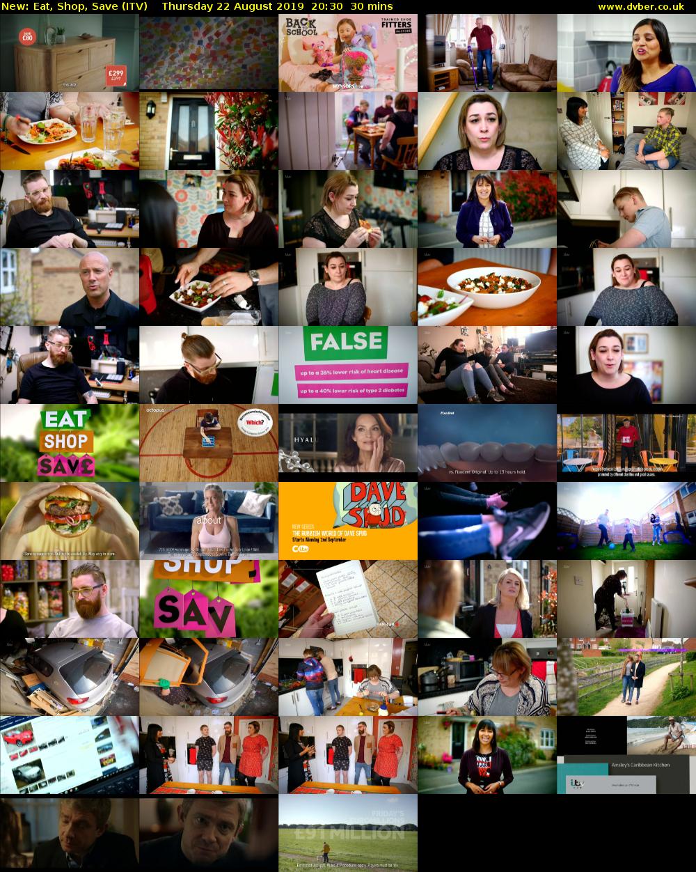 Eat, Shop, Save (ITV) Thursday 22 August 2019 20:30 - 21:00