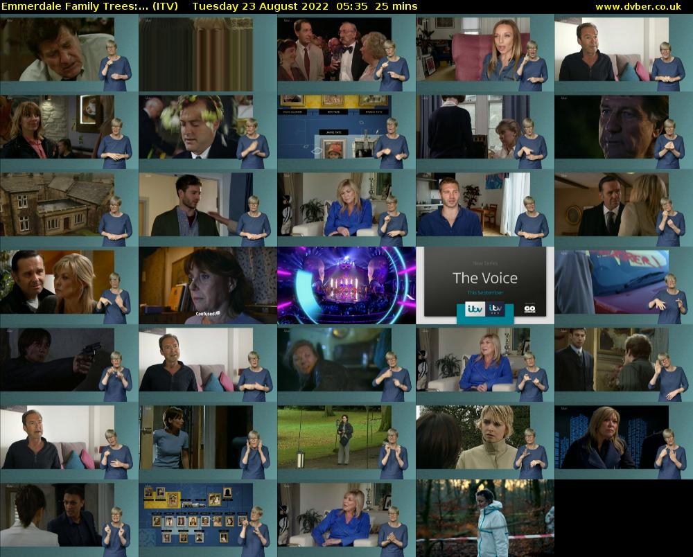 Emmerdale Family Trees:... (ITV) Tuesday 23 August 2022 05:35 - 06:00