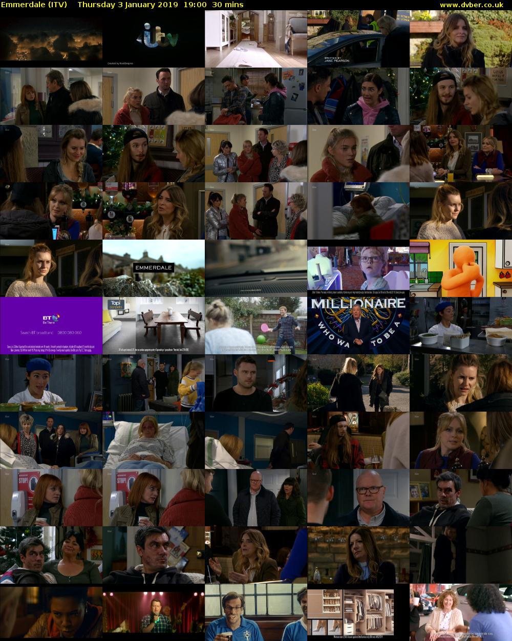 Emmerdale (ITV) Thursday 3 January 2019 19:00 - 19:30