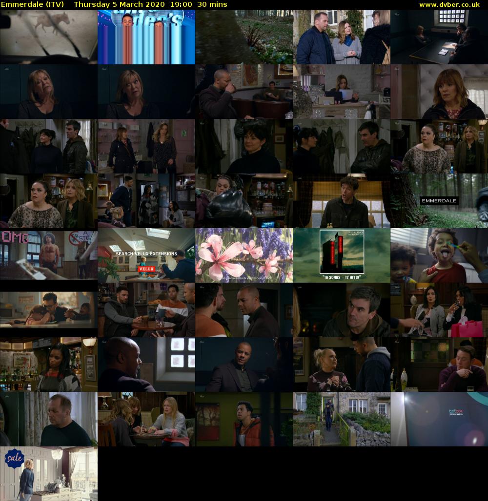 Emmerdale (ITV) Thursday 5 March 2020 19:00 - 19:30