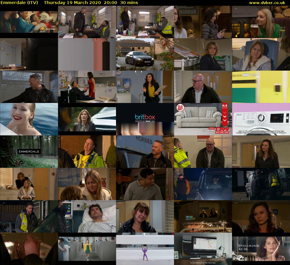 Emmerdale (ITV) Thursday 19 March 2020 20:00 - 20:30