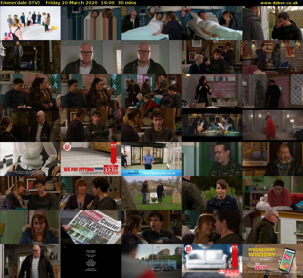 Emmerdale (ITV) Friday 20 March 2020 19:00 - 19:30