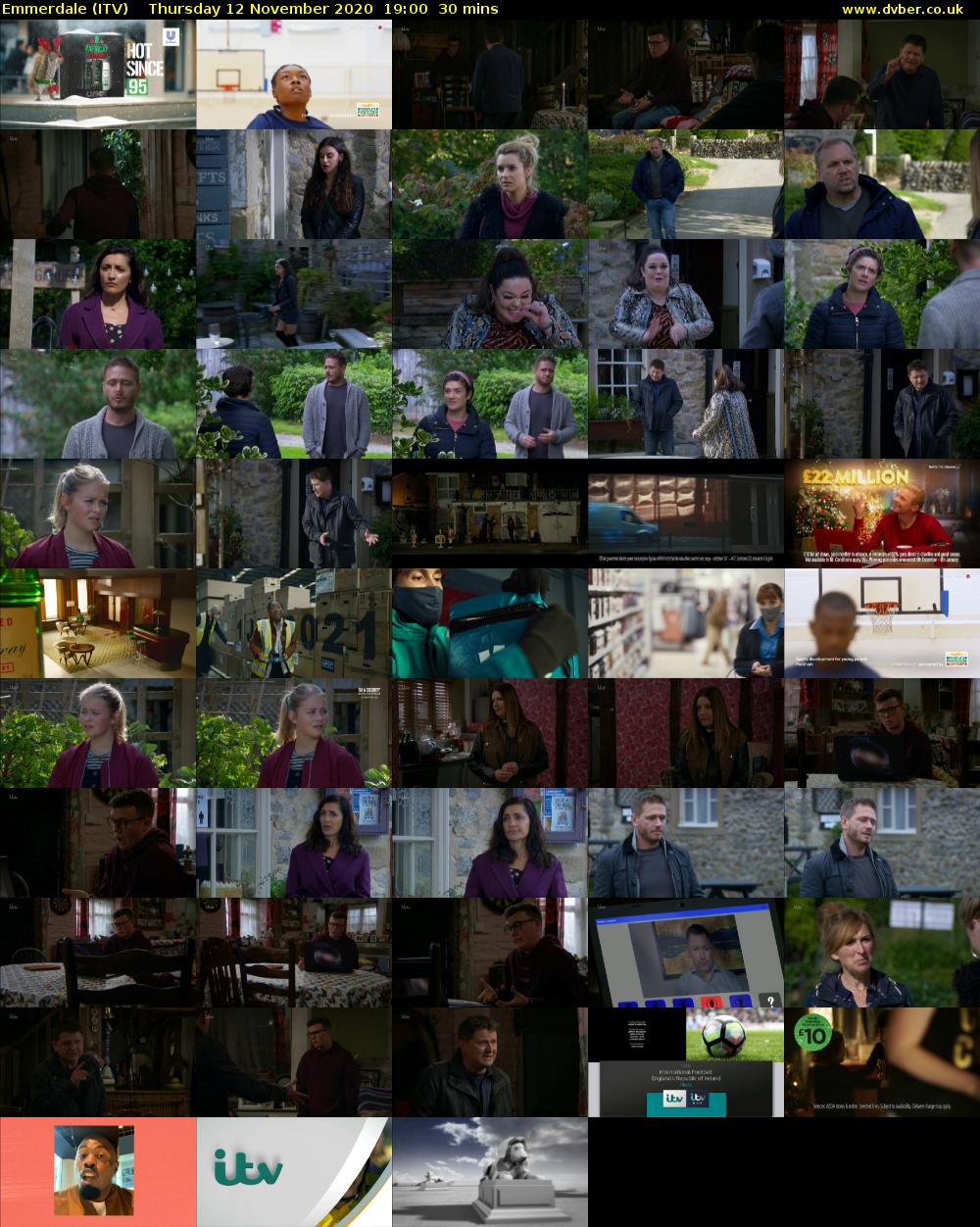 Emmerdale (ITV) Thursday 12 November 2020 19:00 - 19:30