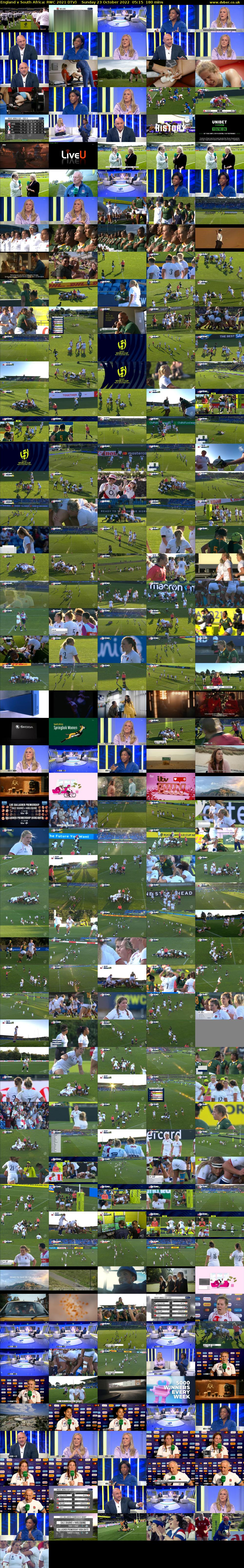 England v South Africa: RWC 2021 (ITV) Sunday 23 October 2022 05:15 - 08:15