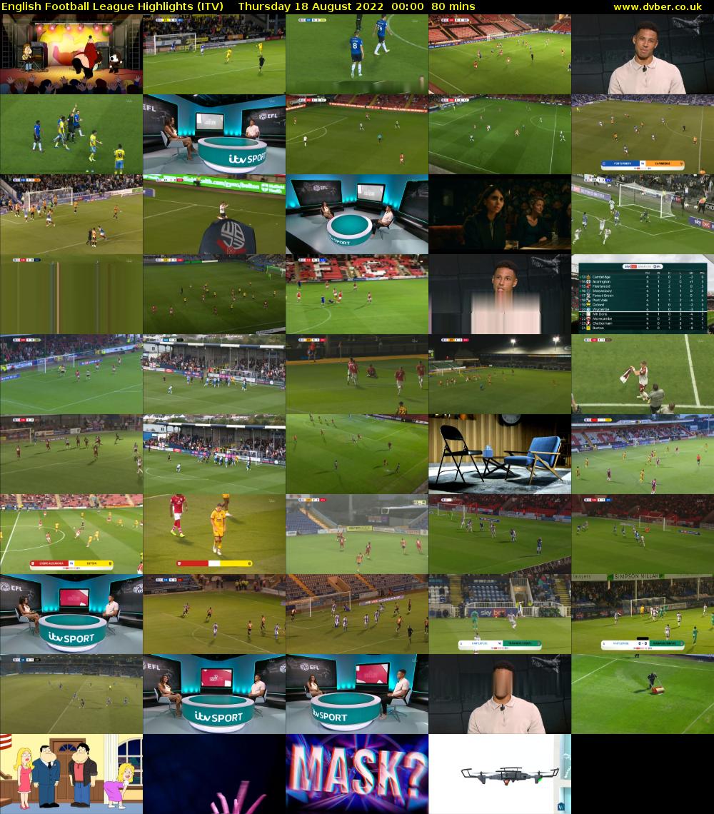 English Football League Highlights (ITV) Thursday 18 August 2022 00:00 - 01:20