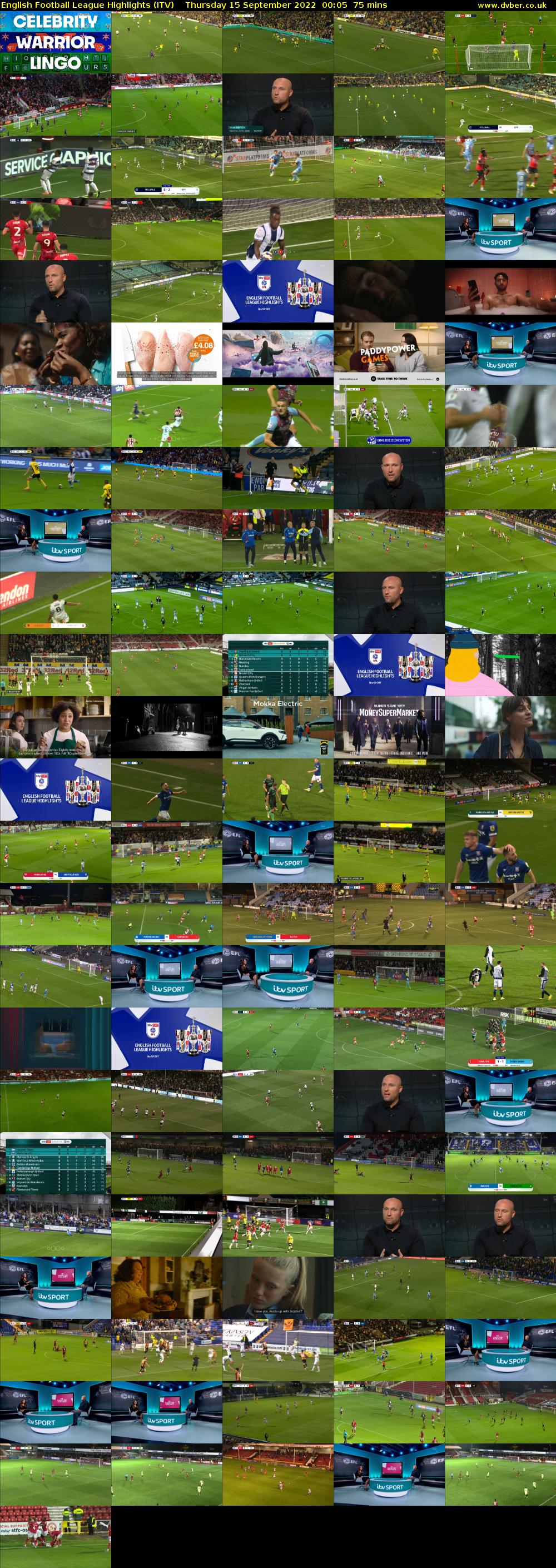 English Football League Highlights (ITV) Thursday 15 September 2022 00:05 - 01:20