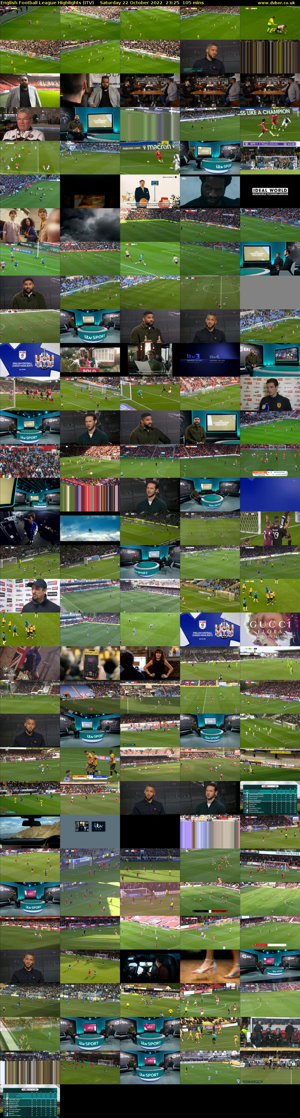 English Football League Highlights (ITV) Saturday 22 October 2022 23:25 - 01:10