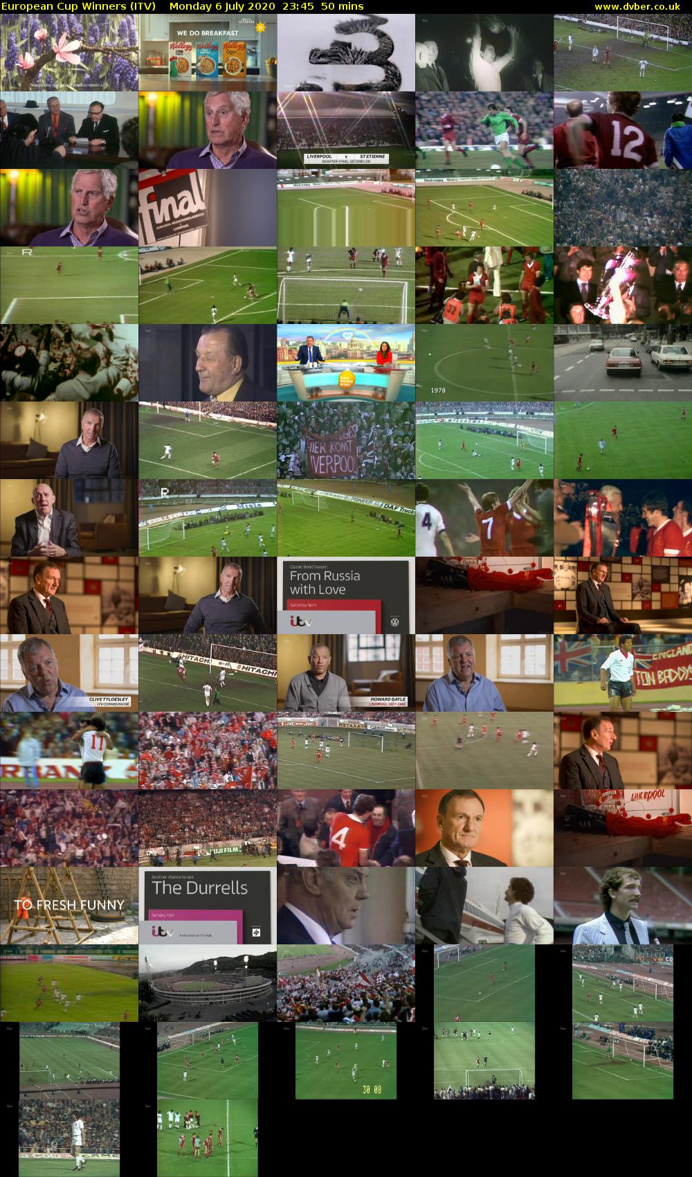 European Cup Winners (ITV) Monday 6 July 2020 23:45 - 00:35