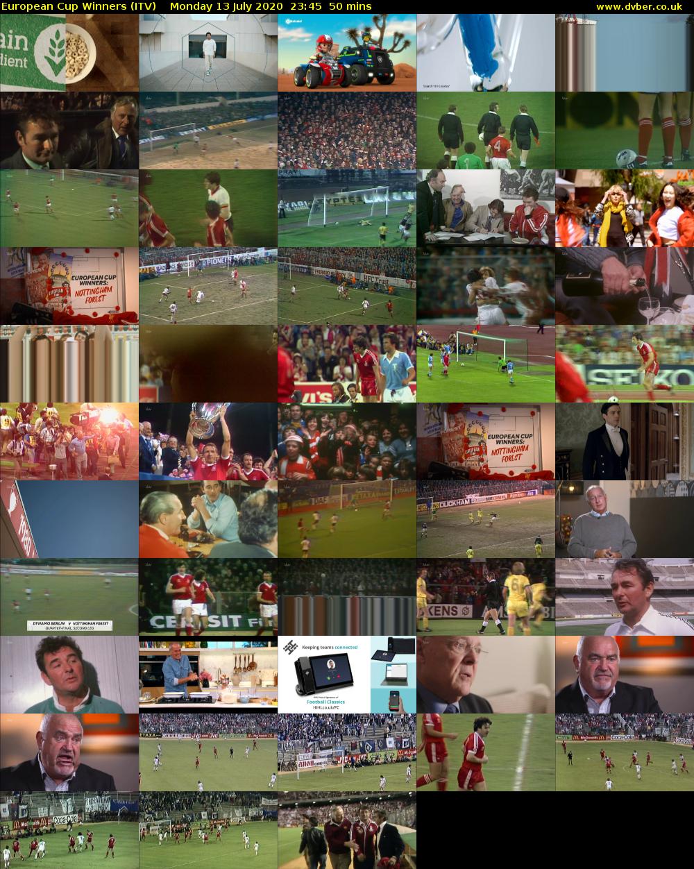 European Cup Winners (ITV) Monday 13 July 2020 23:45 - 00:35