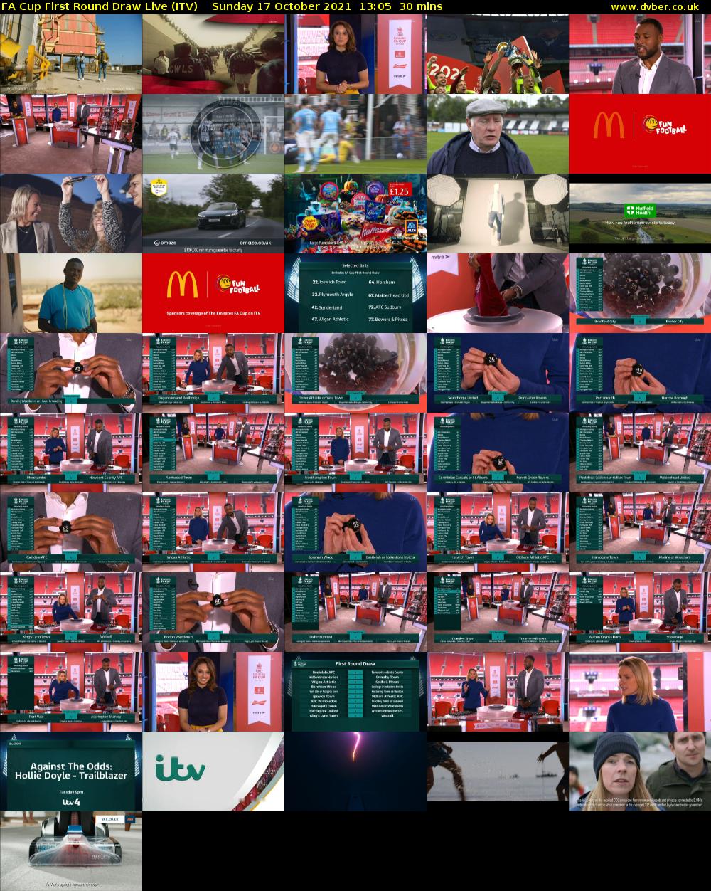 FA Cup First Round Draw Live (ITV) Sunday 17 October 2021 13:05 - 13:35