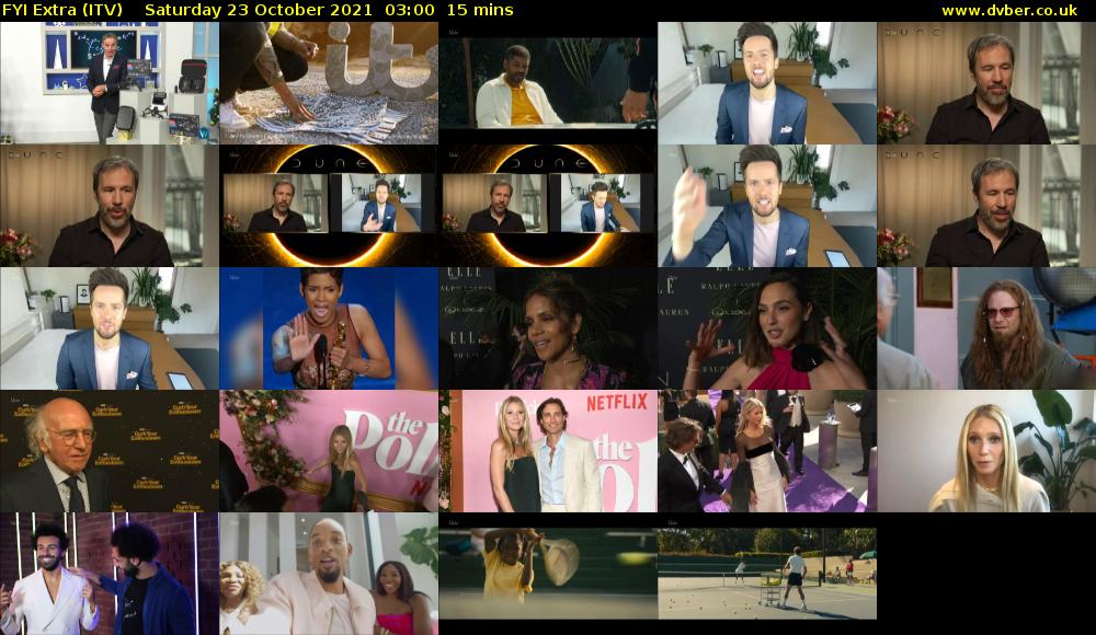 FYI Extra (ITV) Saturday 23 October 2021 03:00 - 03:15