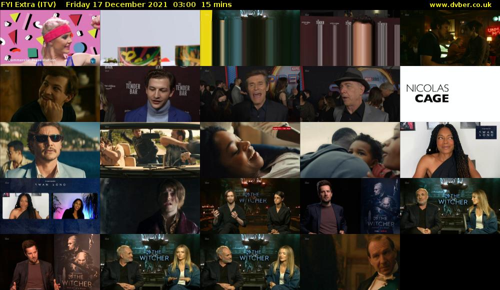 FYI Extra (ITV) Friday 17 December 2021 03:00 - 03:15