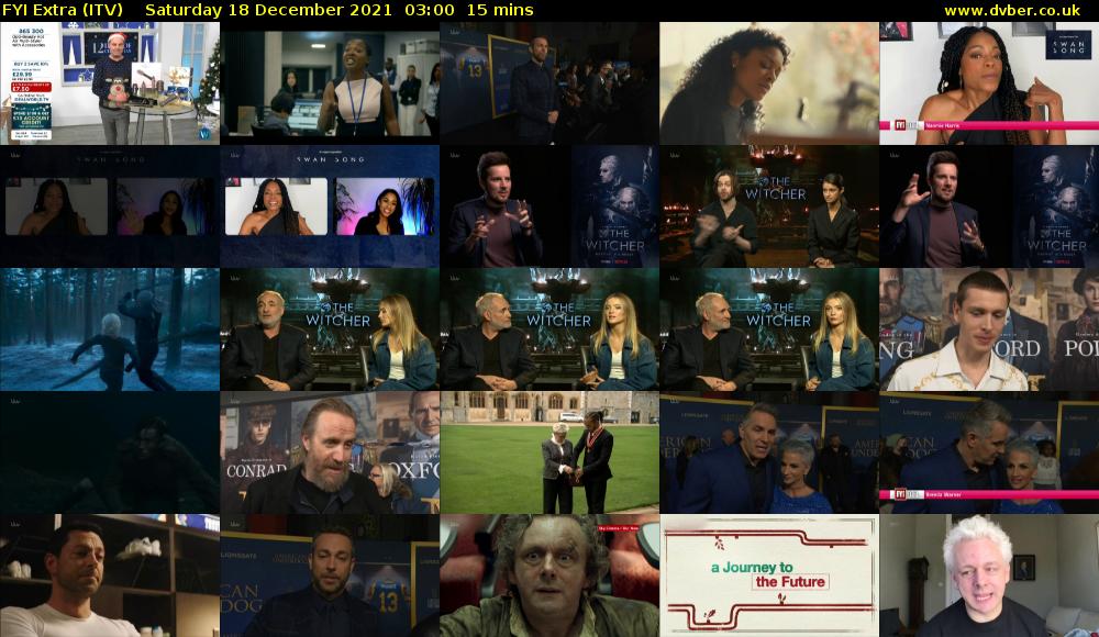 FYI Extra (ITV) Saturday 18 December 2021 03:00 - 03:15