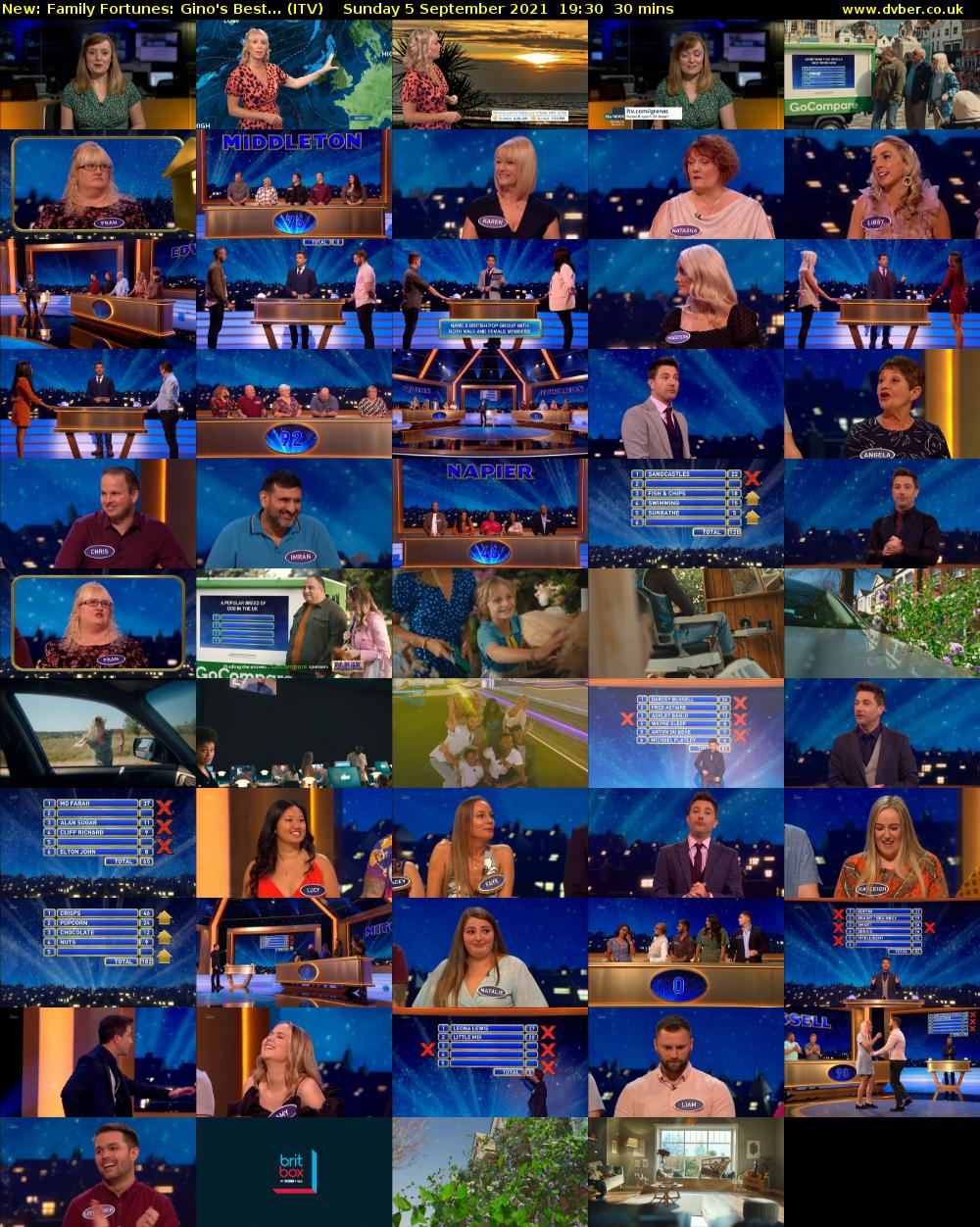 Family Fortunes: Gino's Best... (ITV) Sunday 5 September 2021 19:30 - 20:00