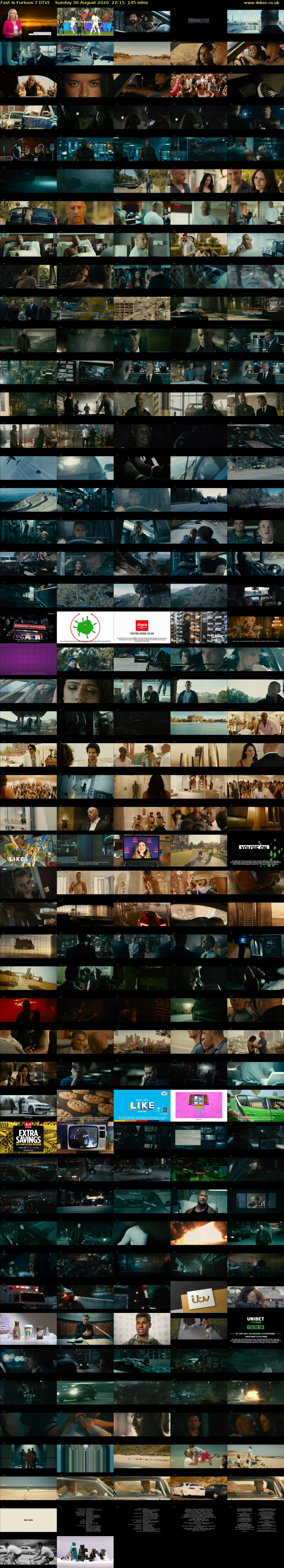 Fast & Furious 7 (ITV) Sunday 30 August 2020 22:15 - 00:40
