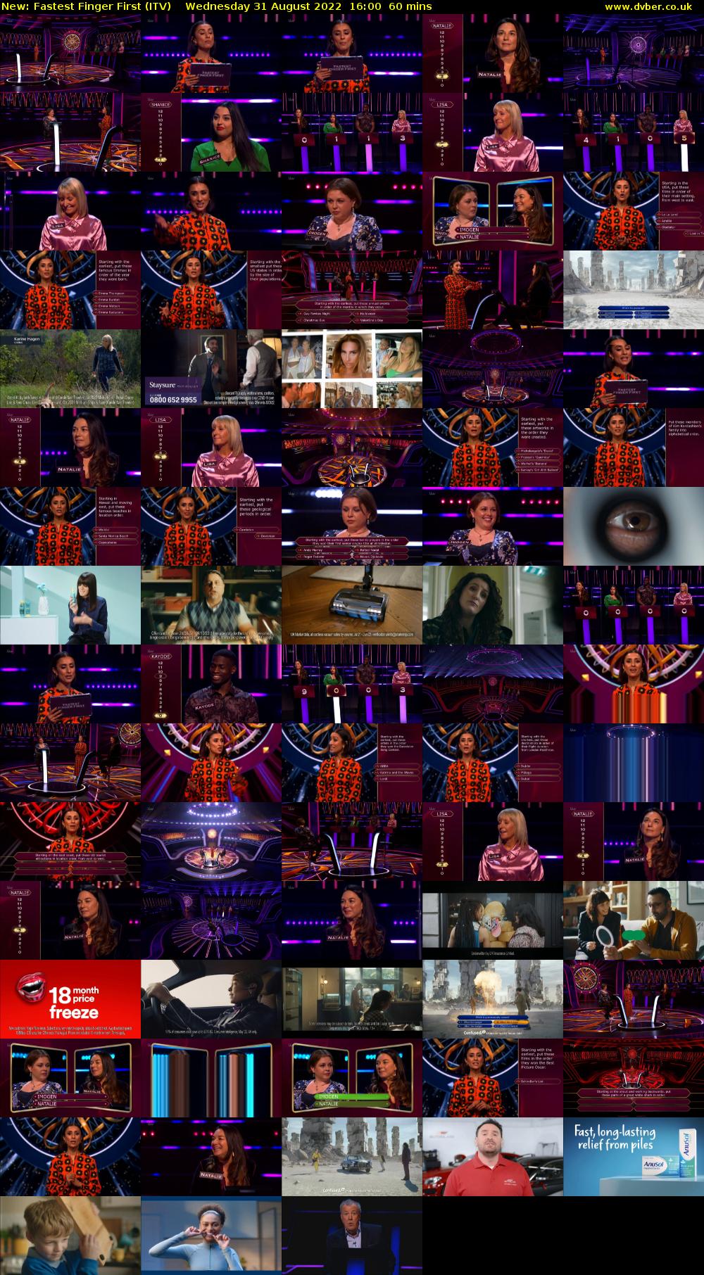 Fastest Finger First (ITV) Wednesday 31 August 2022 16:00 - 17:00