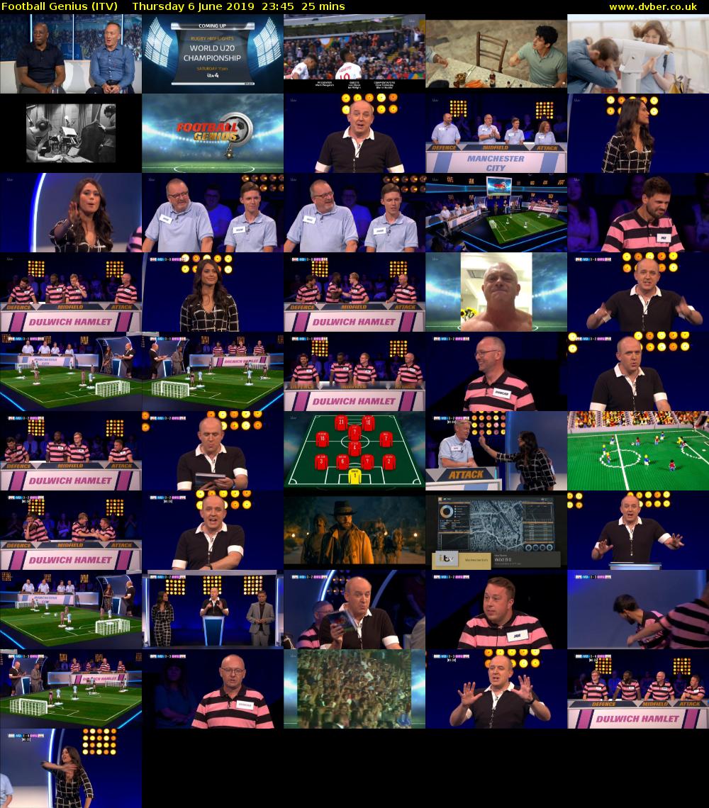 Football Genius (ITV) Thursday 6 June 2019 23:45 - 00:10