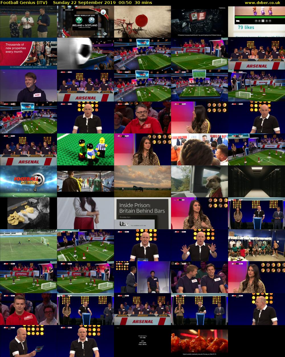 Football Genius (ITV) Sunday 22 September 2019 00:50 - 01:20