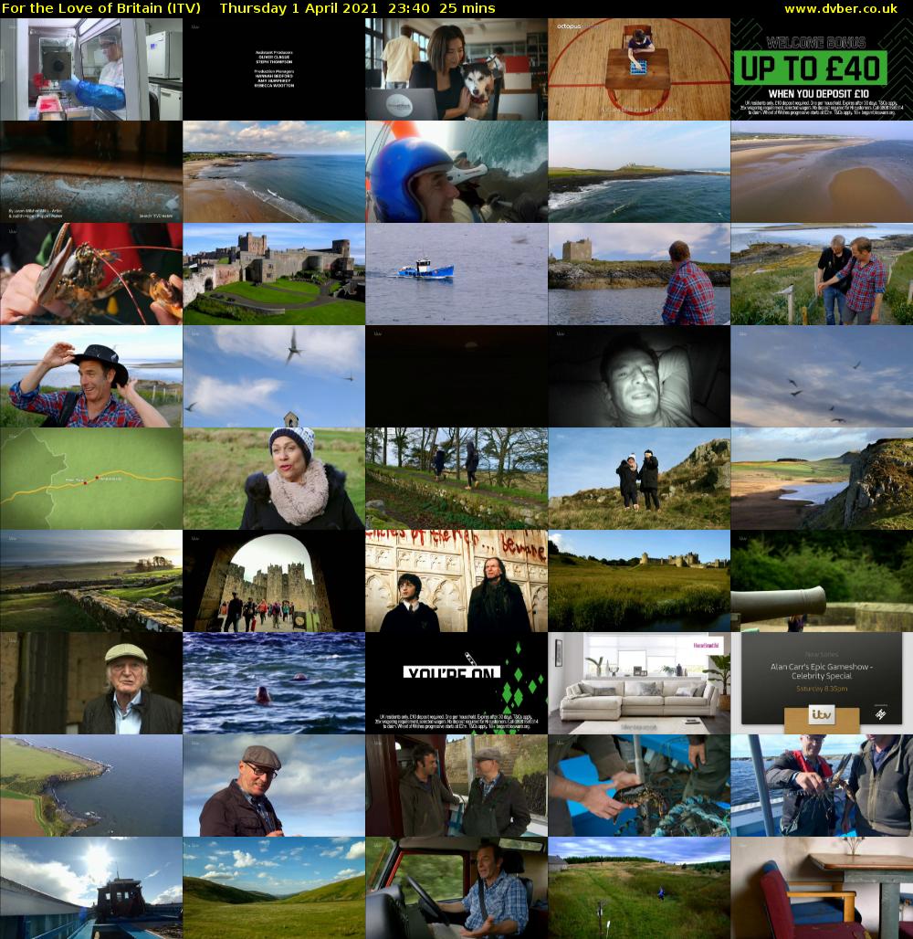 For the Love of Britain (ITV) Thursday 1 April 2021 23:40 - 00:05