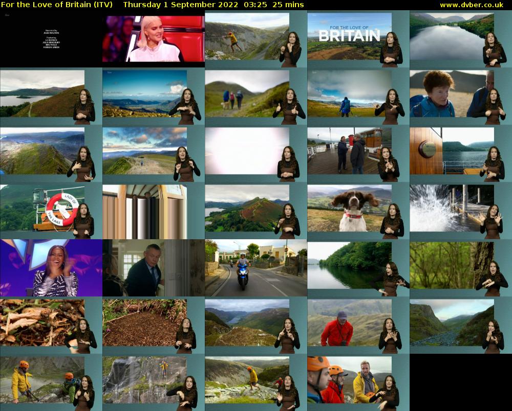 For the Love of Britain (ITV) Thursday 1 September 2022 03:25 - 03:50