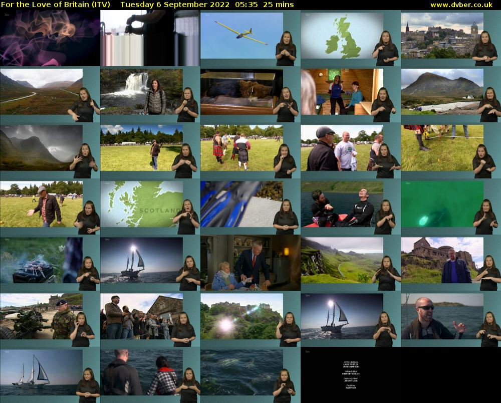 For the Love of Britain (ITV) Tuesday 6 September 2022 05:35 - 06:00