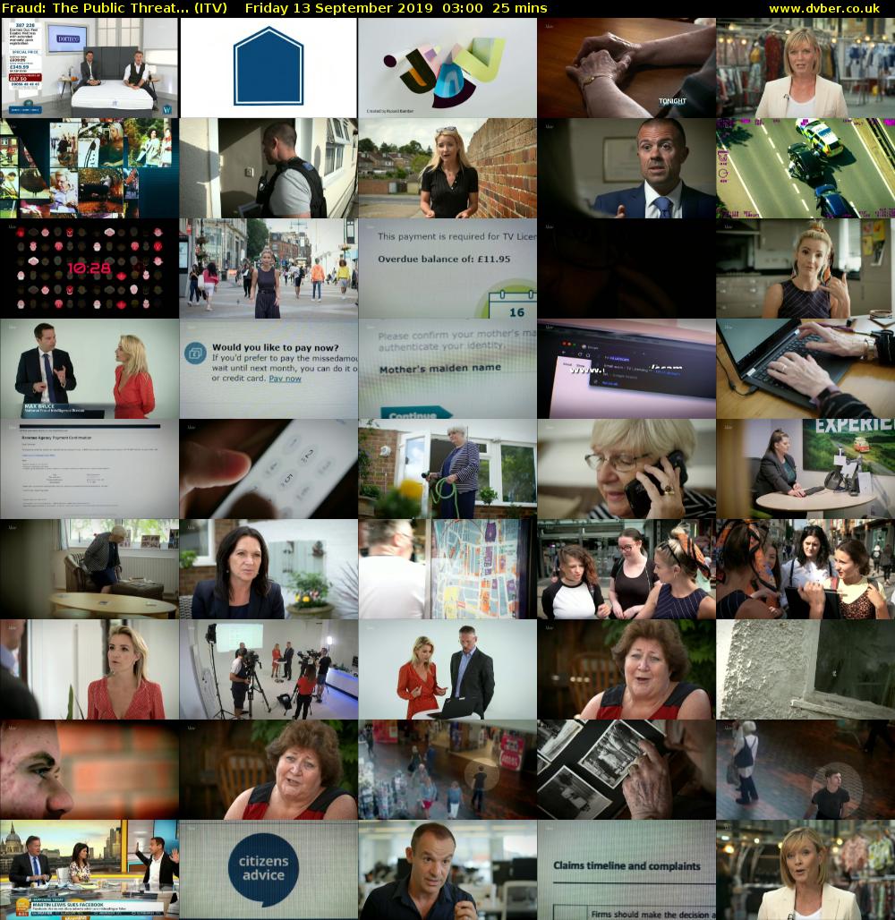 Fraud: The Public Threat... (ITV) Friday 13 September 2019 03:00 - 03:25