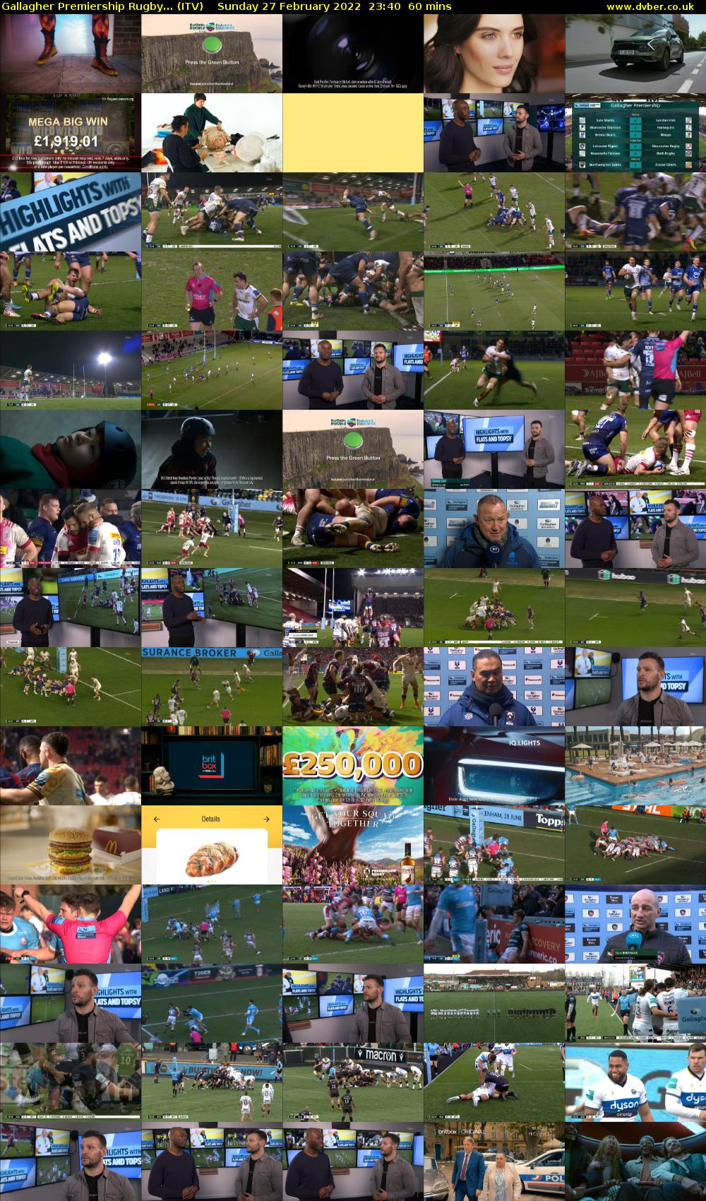 Gallagher Premiership Rugby... (ITV) Sunday 27 February 2022 23:40 - 00:40