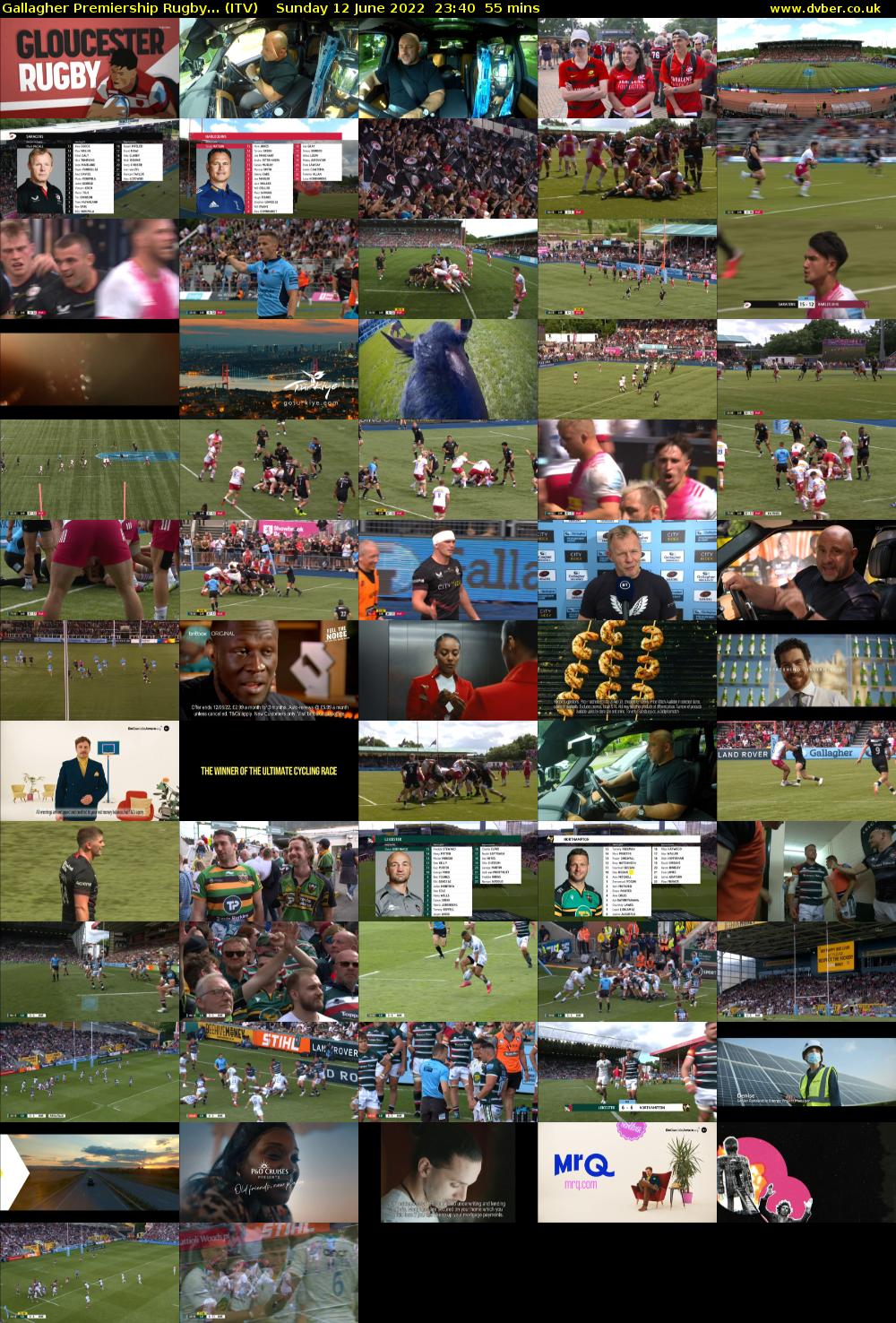 Gallagher Premiership Rugby... (ITV) Sunday 12 June 2022 23:40 - 00:35