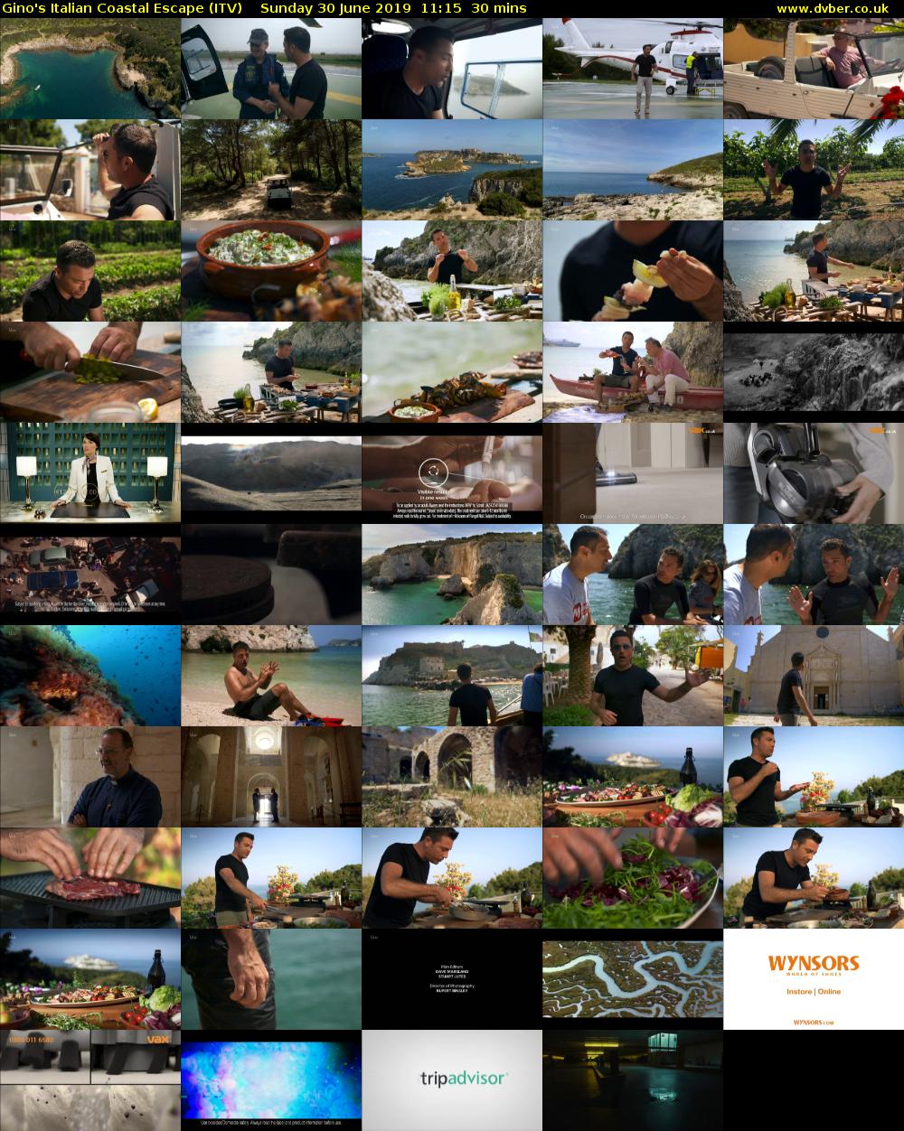 Gino's Italian Coastal Escape (ITV) Sunday 30 June 2019 11:15 - 11:45