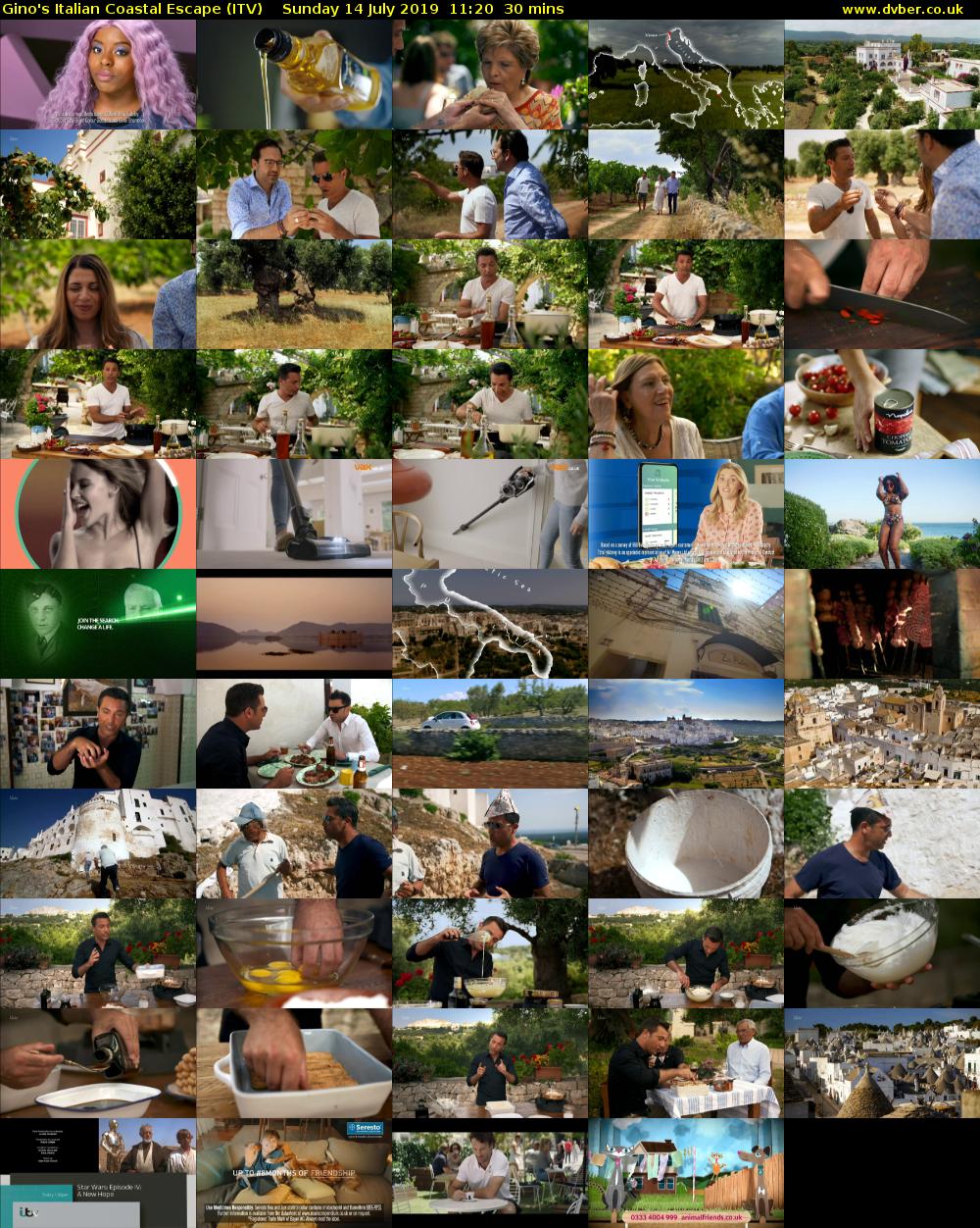 Gino's Italian Coastal Escape (ITV) Sunday 14 July 2019 11:20 - 11:50